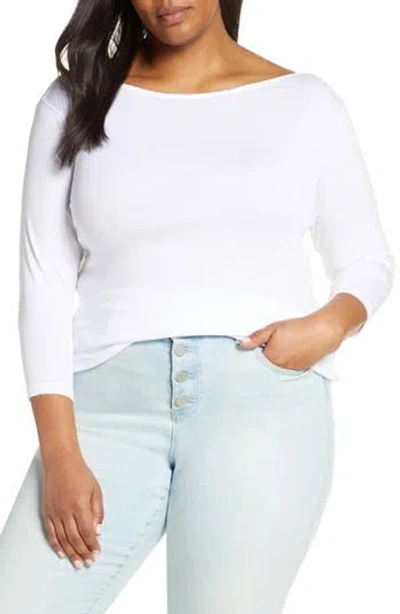 Caslon ® Boat Neck Long Sleeve Tee In White
