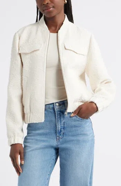 Caslon ® Bouclé Bomber Jacket In White