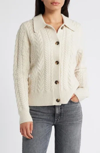 Caslon ® Cable Cotton Blend Cardigan In Brown