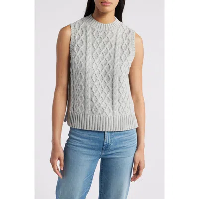 Caslon ® Cable Knit Pima Cotton Sweater Vest In Grey Heather