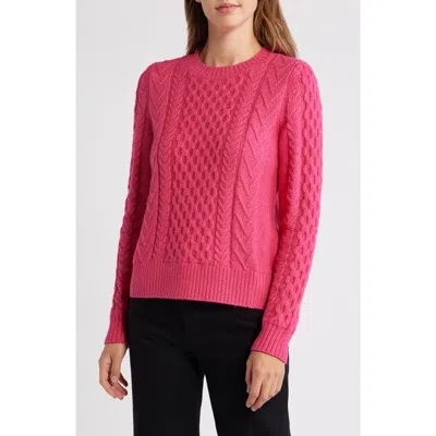 Caslon ® Cable Stitch Crewneck Sweater In Pink