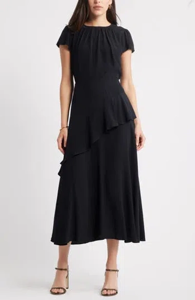 Caslon ® Cap Sleeve Ruffle Dress In Black