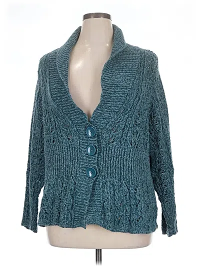 Pre-owned Caslon Cardigan Sweater In Teal