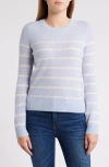 Caslon ® Cashmere Crewneck Sweater In Blue - Ivory Stacy Stripe