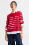 Caslon ® Cashmere Crewneck Sweater In Red Lychee- Pink Stacy Stripe