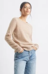 Caslon ® Cashmere Crewneck Sweater In Tan Camel Dark Heather