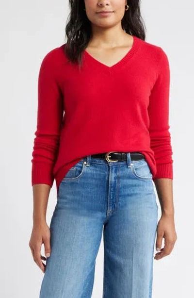 Caslon ® Cashmere V-neck Sweater In Red