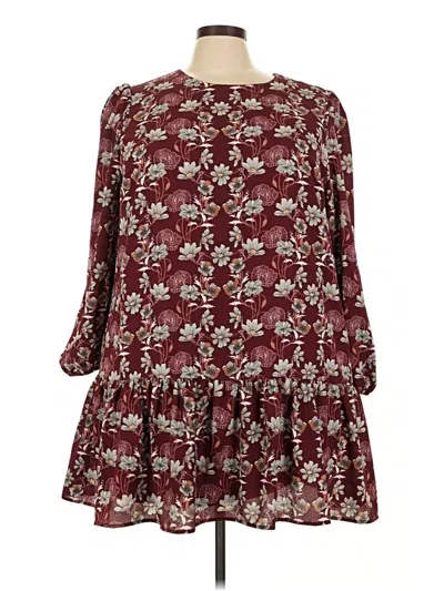 Pre-owned Caslon Casual Dress In Burgundy