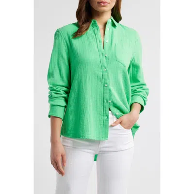 Caslon ® Casual Gauze Button-up Shirt In Green