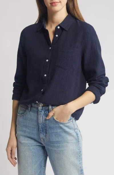 Caslon Casual Gauze Button-up Shirt In Navy Blazer