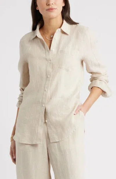 Caslon ® Casual Linen Button-up Shirt In Flax
