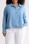 Caslon ® Chambray Core Button Front Shirt In Medium Wash