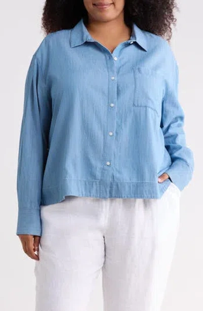 Caslon ® Chambray Core Button Front Shirt In Medium Wash