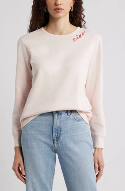 Caslon ® Ciao Embroidered Sweatshirt In White