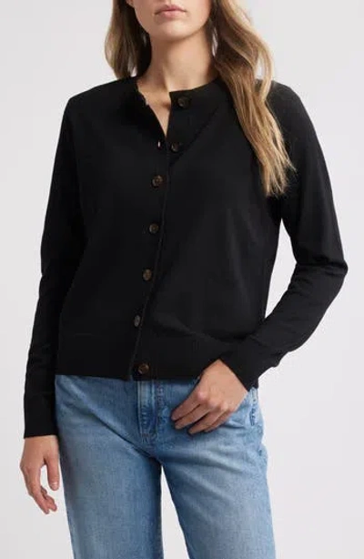 Caslon ® Classic Crewneck Cardigan In Black