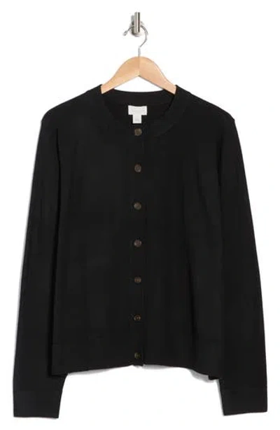Caslon ® Classic Crewneck Cardigan In Black