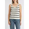 Caslon ® Classic Sleeveless Sweater In Ivory- Black Renee Stripe