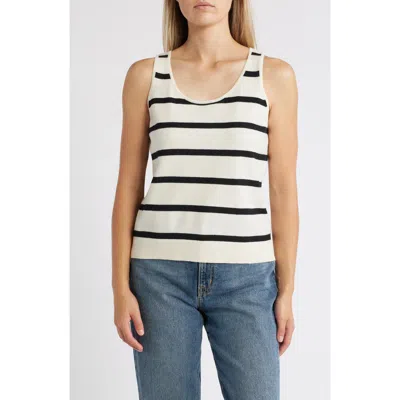 Caslon ® Classic Sleeveless Sweater In Ivory- Black Renee Stripe