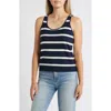 Caslon ® Classic Sleeveless Sweater In Navy- Ivory Renee Stripe