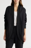 Caslon ® Cocoon Open Front Longline Fleece Sweatshirt In Black