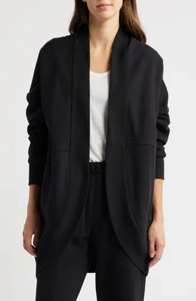 Caslon ® Cocoon Open Front Longline Fleece Sweatshirt In Black