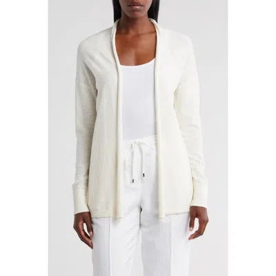 Caslon ® Cotton & Linen Open Front Cardigan In Ivory Pristine