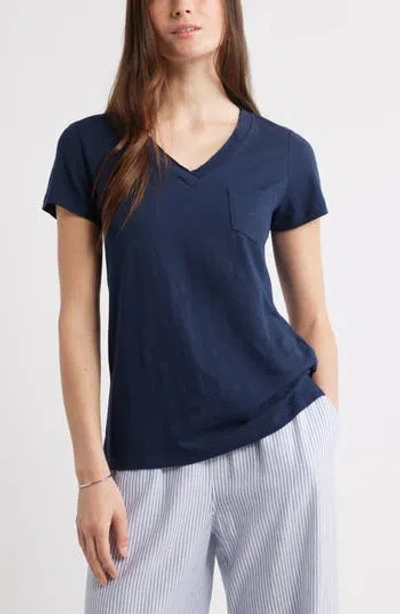 Caslon ® Cotton & Modal V-neck T-shirt In Blue