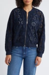 Caslon Cotton Eyelet Bomber Jacket In Navy Blazer