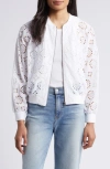 Caslon Cotton Eyelet Bomber Jacket In White