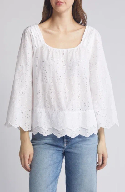 Caslon Cotton Eyelet Top In White