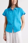 Caslon ® Cotton Gauze Button-up Shirt In Black