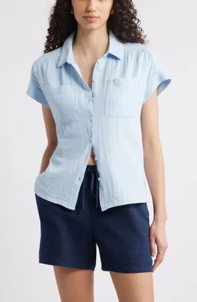 Caslon ® Cotton Gauze Button-up Shirt In Blue