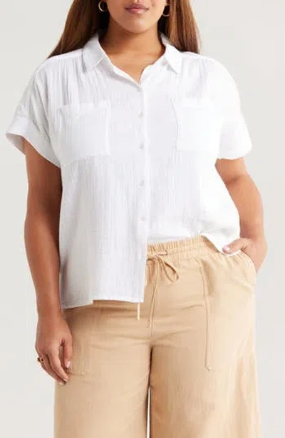 Caslon ® Cotton Gauze Button-up Shirt In White