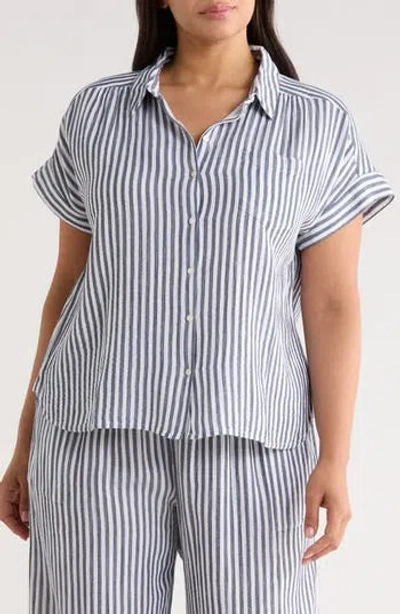 Caslon ® Cotton Gauze Button-up Shirt In Navy- White Brianne Stripe