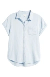 Caslon Cotton Gauze Camp Shirt In Blue