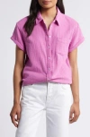 Caslon ® Cotton Gauze Camp Shirt In Pink Rosebud