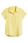 Caslon Cotton Gauze Camp Shirt In Yellow Glow