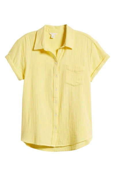 Caslon Cotton Gauze Camp Shirt In Yellow Glow