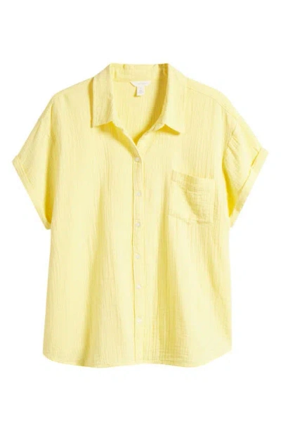 Caslon Cotton Gauze Camp Shirt In Yellow Glow