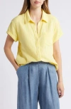 Caslon Cotton Gauze Camp Shirt In Yellow Glow