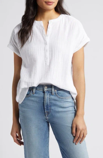 Caslon Cotton Gauze Top In White