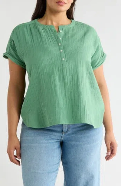 Caslon ® Cotton Gauze Popover Top In Green