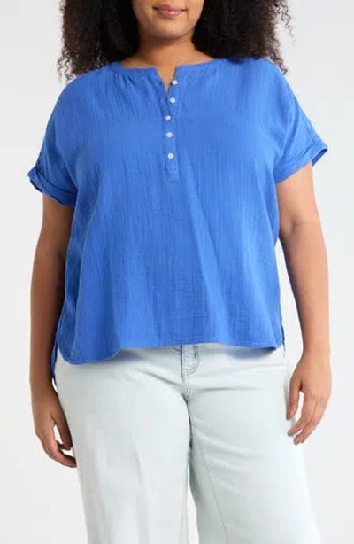 Caslon ® Cotton Gauze Popover Top In Blue