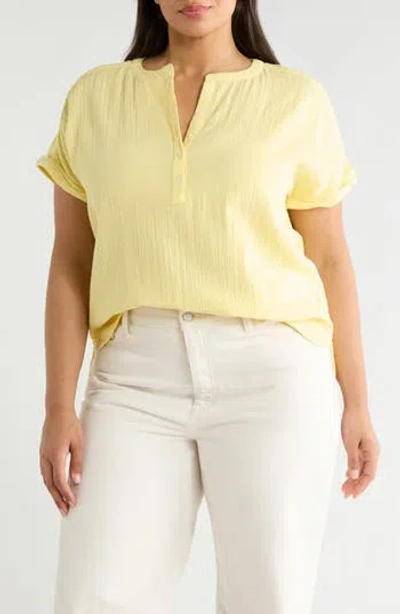 Caslon ® Cotton Gauze Popover Top In Yellow