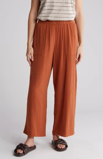 Caslon Cotton Gauze Pull-on Pants In Rust Bisque
