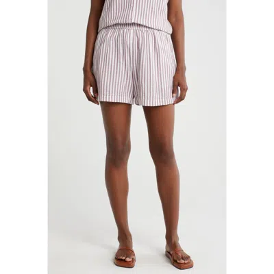 Caslon ® Cotton Gauze Shorts In Purple- White Brianne Stripe