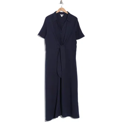 Caslon ® Cotton Gauze Tie Front Dress In Navy Blazer