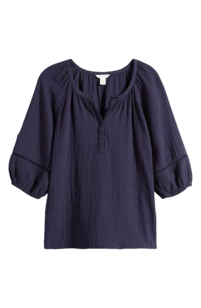 Caslon Cotton Gauze Top In Navy Blazer