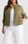 Caslon ® Cotton Gauze Utility Jacket In Olive Burnt