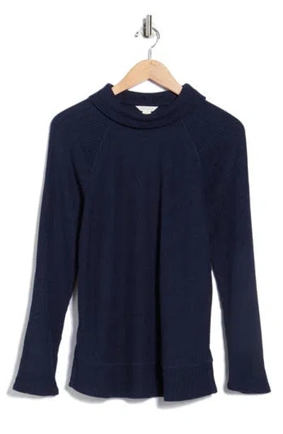 Caslon ® Cozy Cowl Neck Long Sleeve Waffle Knit Top In Blue